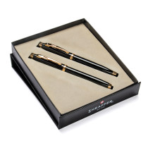 Sheaffer 100 Ballpoint Pen & Rollerball Pen Gift Set - Gloss Black Gold Trim